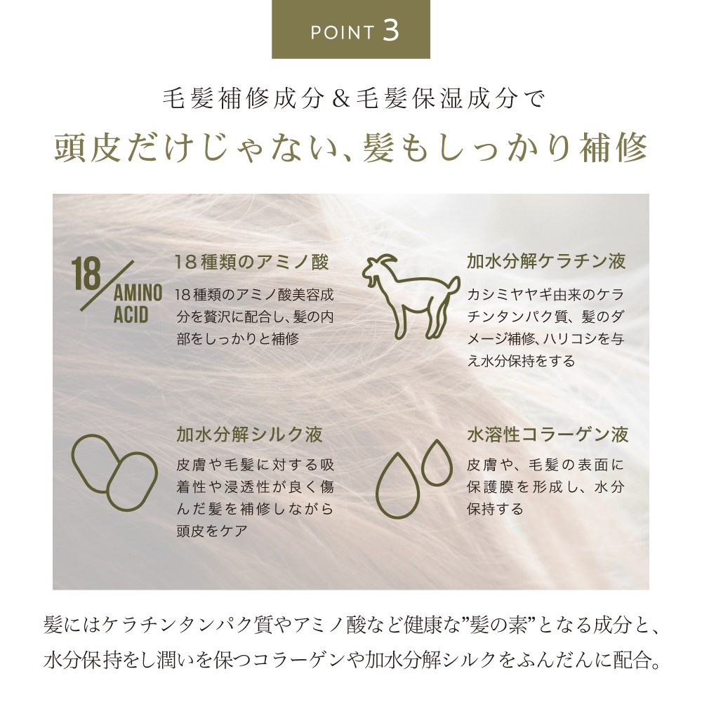 頭皮だけじゃない、髪もしっかり補修